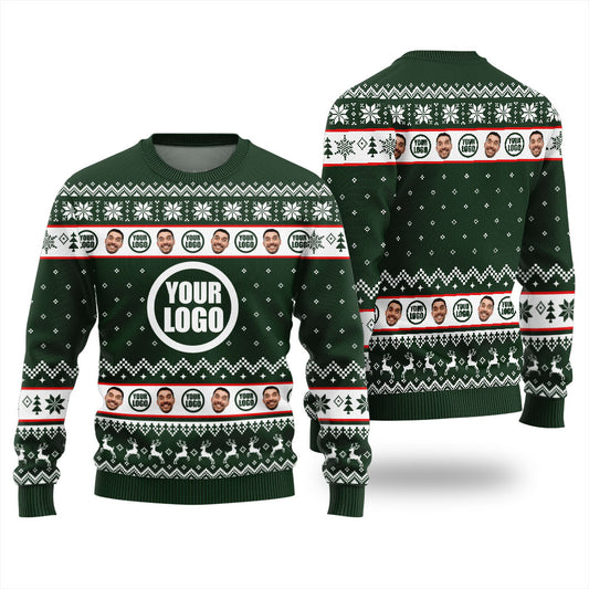 Custom Face And Logo Mens Christmas Sweater