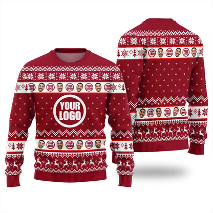 Custom Face And Logo Ugly Christmas Sweater