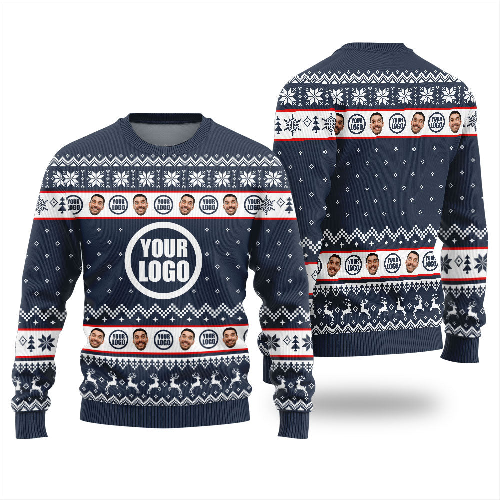 Custom Face And Logo Xmas Sweaters For Ladies