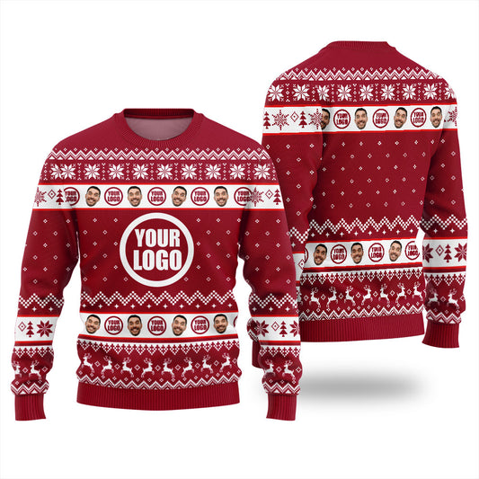 Custom Face And Logo Xmas Sweaters For Ladies