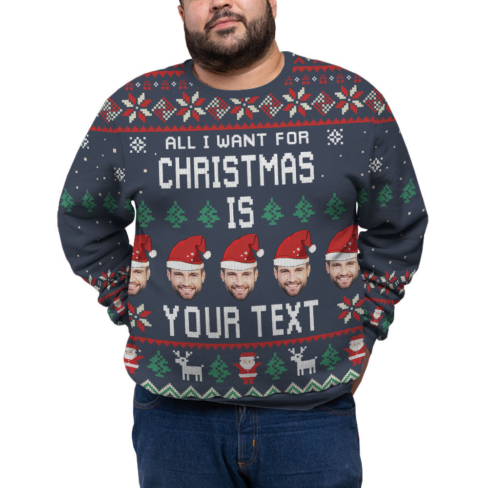 Custom Face And Name Funny Ugly Plus Size Xmas Sweater