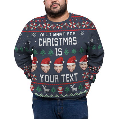 Custom Face And Name Funny Ugly Plus Size Xmas Sweater