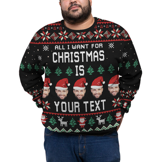 Custom Face And Name Funny Ugly Plus Size Xmas Sweater