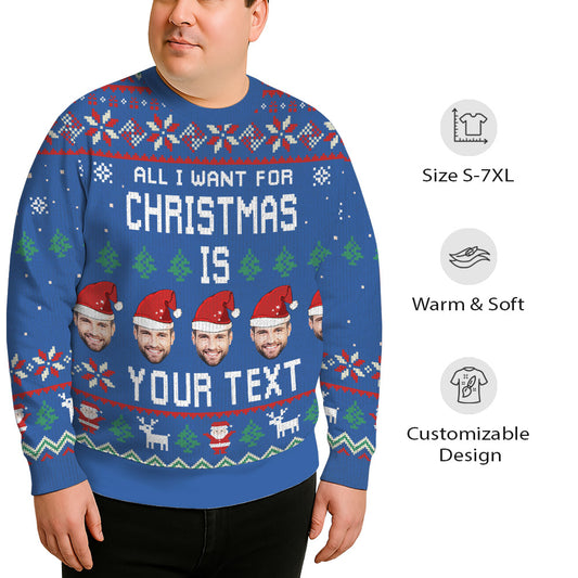 Custom Face And Name Funny Ugly Plus Size Xmas Sweater