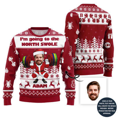 Custom Face And Name Gym Santa Fitness Xmas Sweater