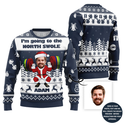 Custom Face And Name Gym Santa Fitness Xmas Sweater