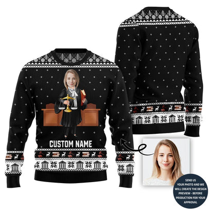 Custom Face And Name Lawyer Holiday Sweater