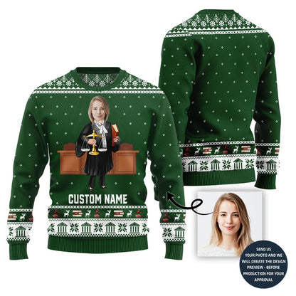 Custom Face And Name Lawyer Holiday Sweater