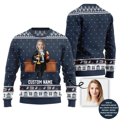 Custom Face And Name Lawyer Holiday Sweater