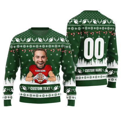 Custom Face And Text Funny Football Christmas Design For Men