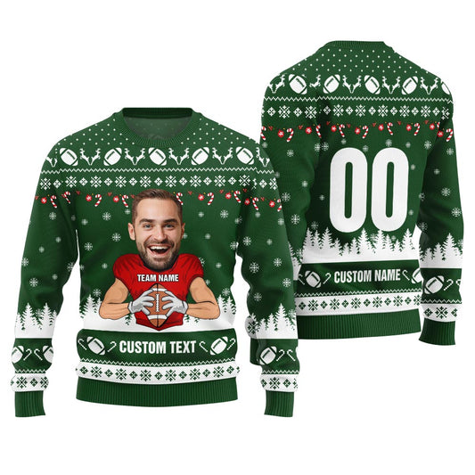 Custom Face And Text Funny Football Christmas Design For Men