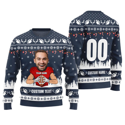 Custom Face And Text Funny Football Christmas Design For Men