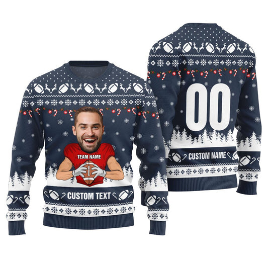 Custom Face And Text Funny Football Christmas Design For Men
