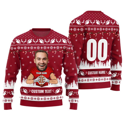 Custom Face And Text Funny Football Christmas Design For Men
