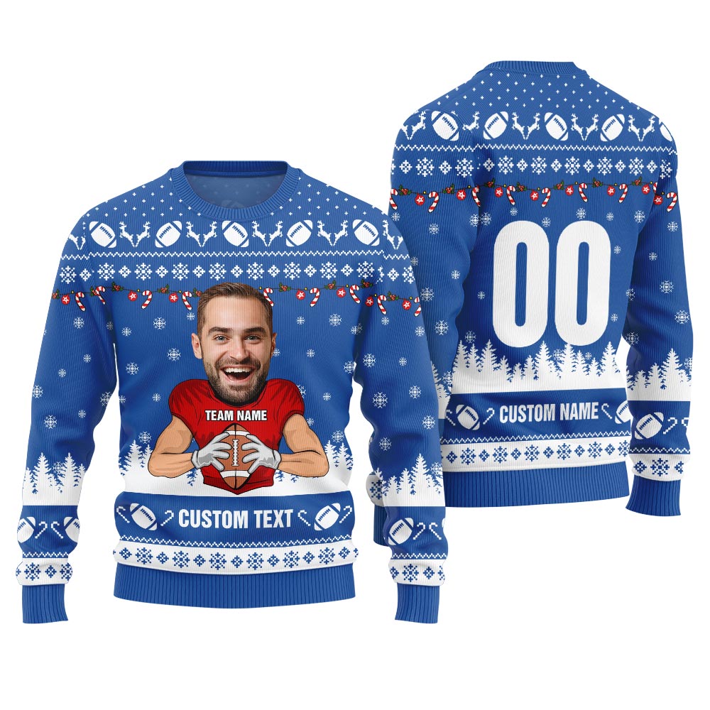 Custom Face And Text Funny Football Christmas Design For Men