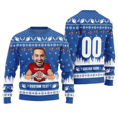 Custom Face And Text Funny Football Christmas Design For Men
