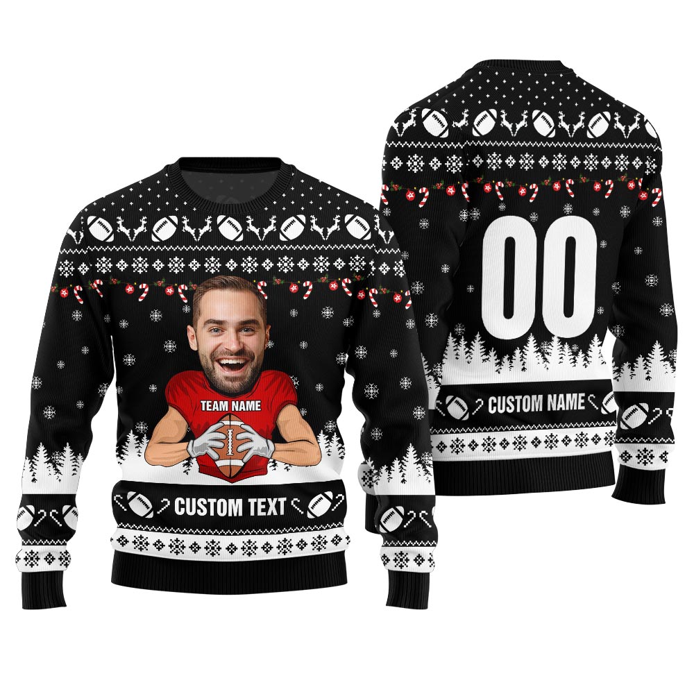 Custom Face And Text Funny Football Christmas Design For Men