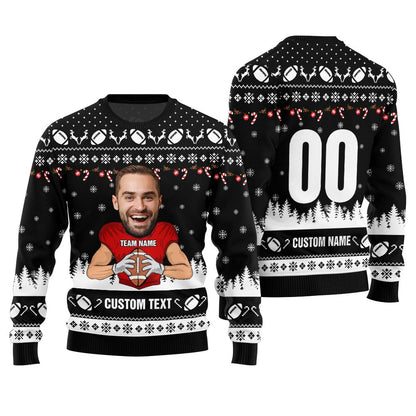 Custom Face And Text Funny Football Christmas Design For Men