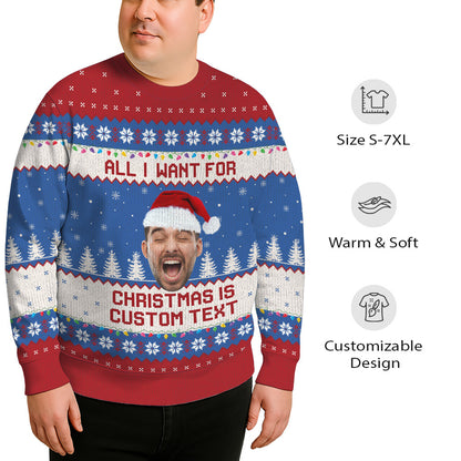 Custom Face And Text Plus Size Funny Holiday Sweater