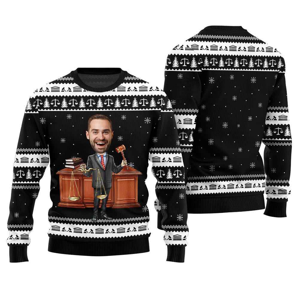 Custom Face Attorney Ugly Holiday Sweater