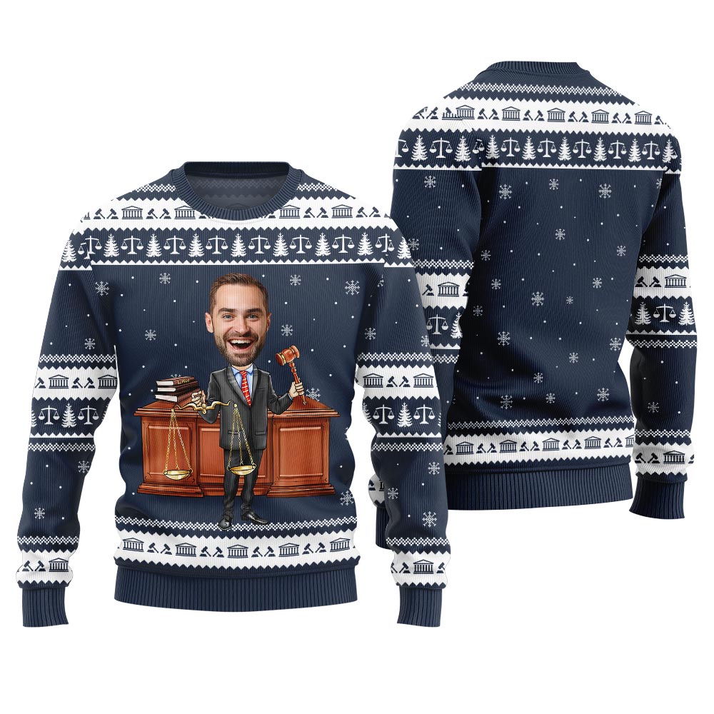 Custom Face Attorney Ugly Holiday Sweater