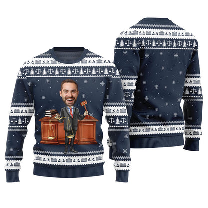 Custom Face Attorney Ugly Holiday Sweater