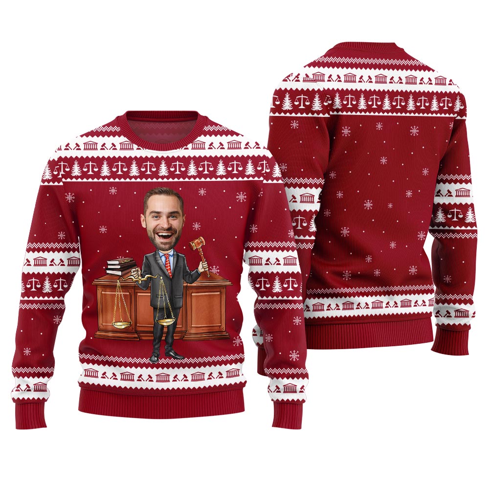 Custom Face Attorney Ugly Holiday Sweater