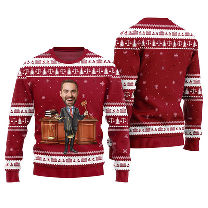 Custom Face Attorney Ugly Holiday Sweater