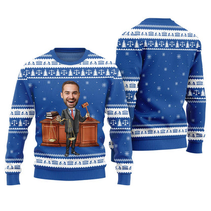 Custom Face Attorney Ugly Holiday Sweater