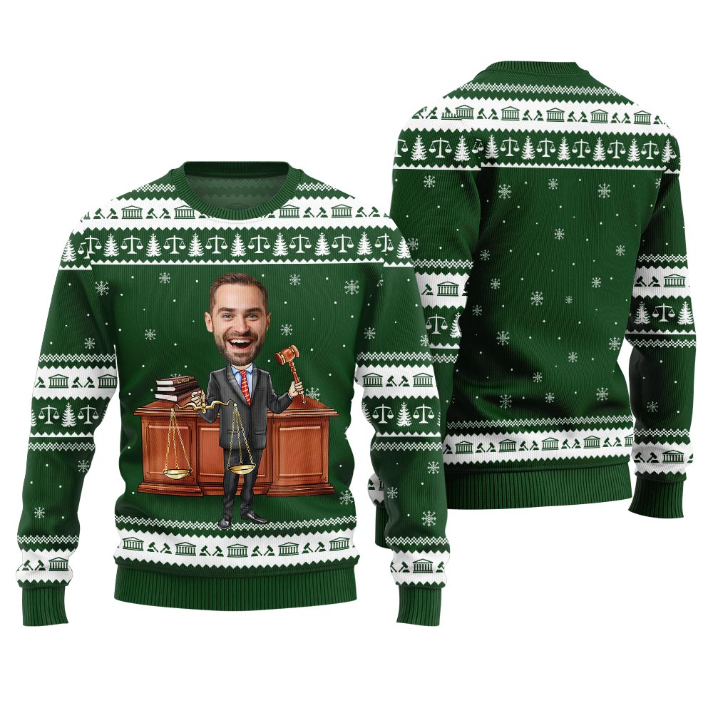 Custom Face Attorney Ugly Holiday Sweater
