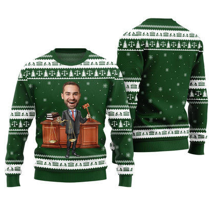 Custom Face Attorney Ugly Holiday Sweater