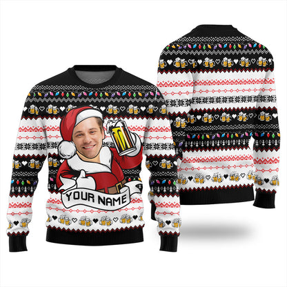 Custom Face Beer Mens Christmas Sweater