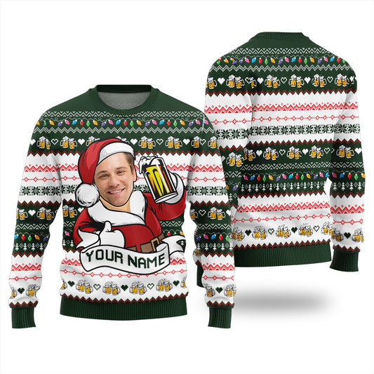 Custom Face Beer Mens Christmas Sweater