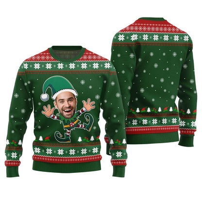 Custom Face Christmas Elf Funny Ugly Christmas Sweater