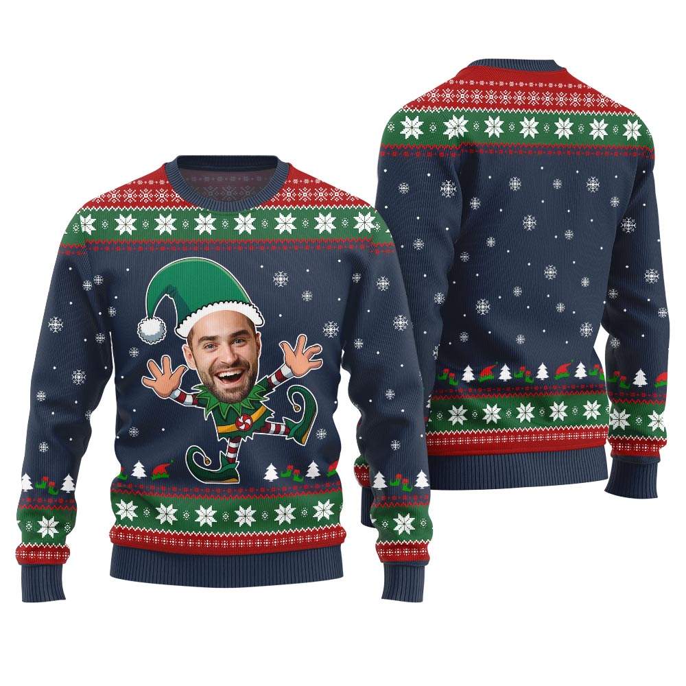 Custom Face Christmas Elf Funny Ugly Christmas Sweater