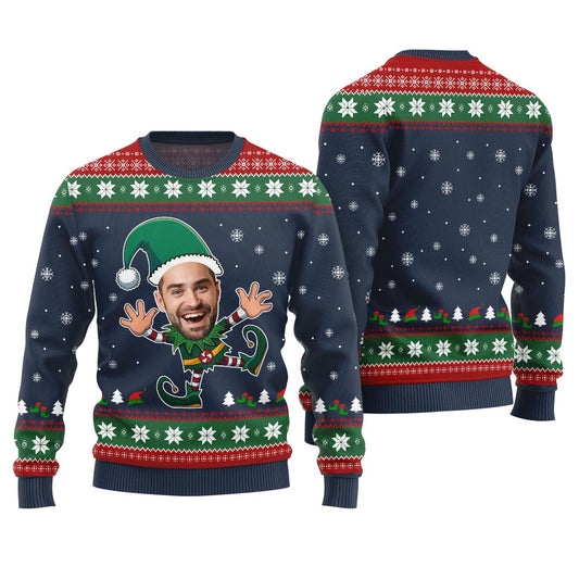 Custom Face Christmas Elf Funny Ugly Christmas Sweater