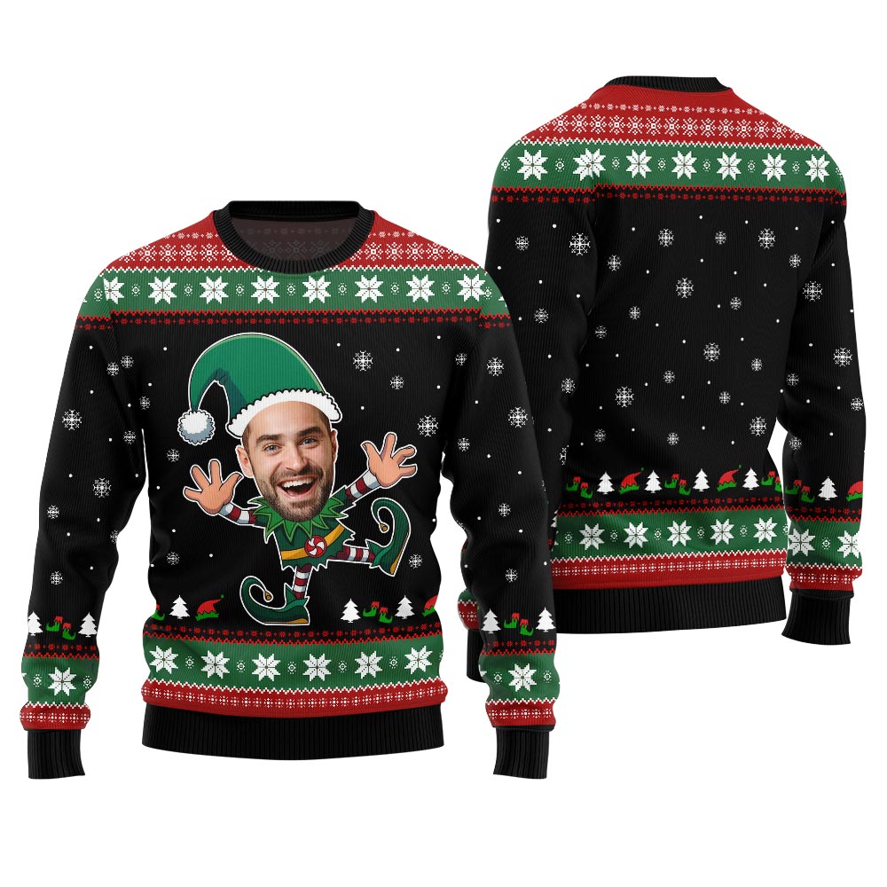 Custom Face Christmas Elf Funny Ugly Christmas Sweater