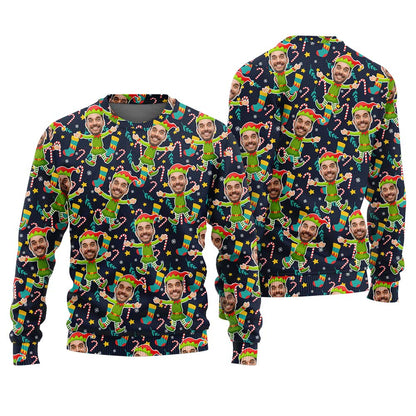 Custom Face Elf Ugly Christmas Sweater
