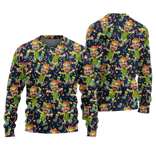 Custom Face Elf Ugly Christmas Sweater