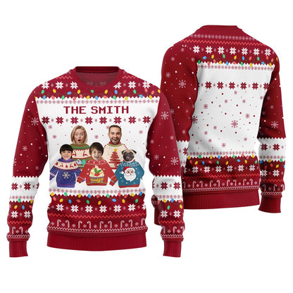 Merry Christmas 2024 Custom Face Ugly Sweater For Family