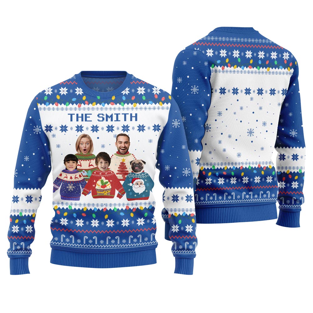 Custom Face Family Ugly Holiday Sweater
