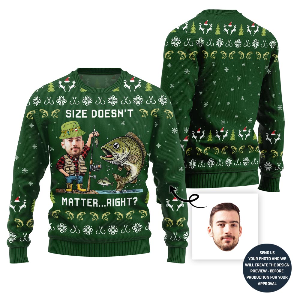 Custom Face Fisherman Funny Ugly Christmas Sweater For Men
