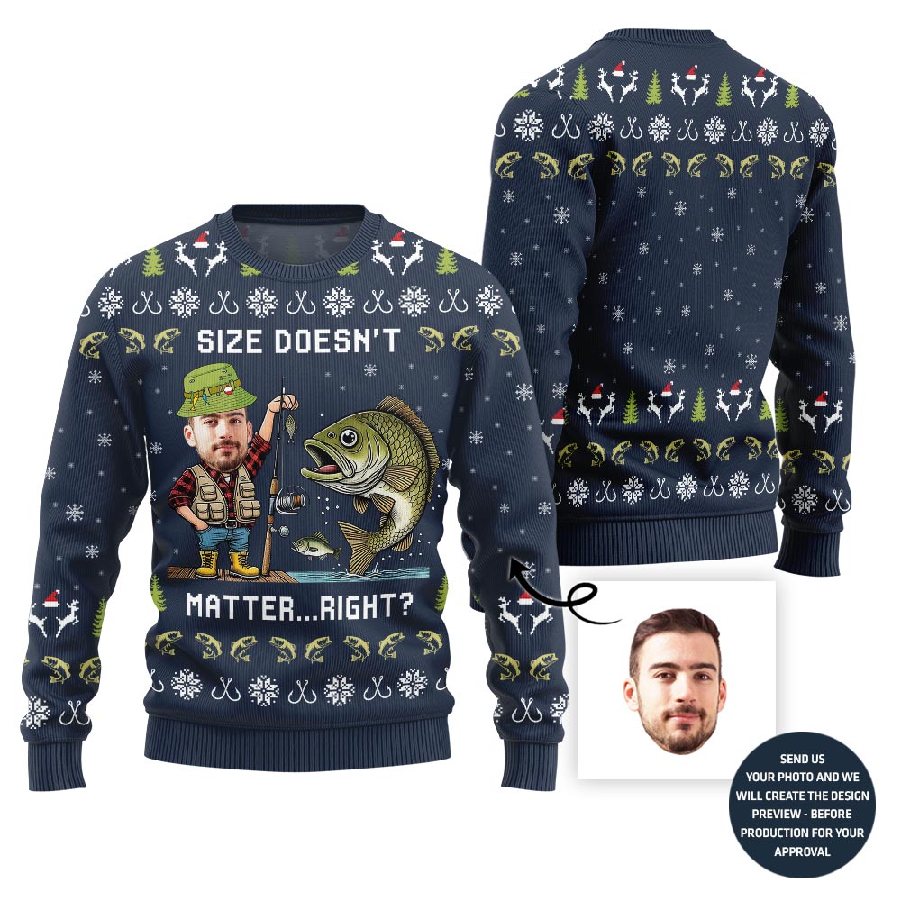 Custom Face Fisherman Funny Ugly Christmas Sweater For Men