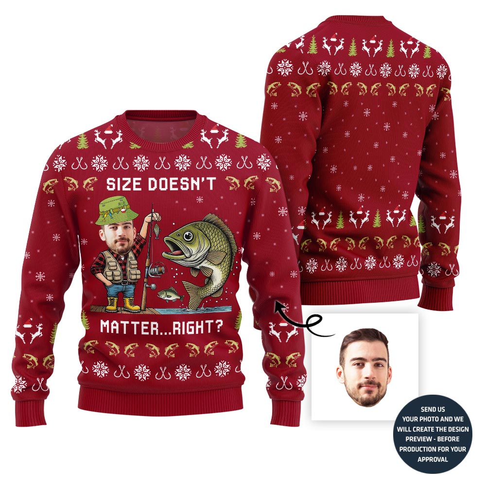 Custom Face Fisherman Funny Ugly Christmas Sweater For Men