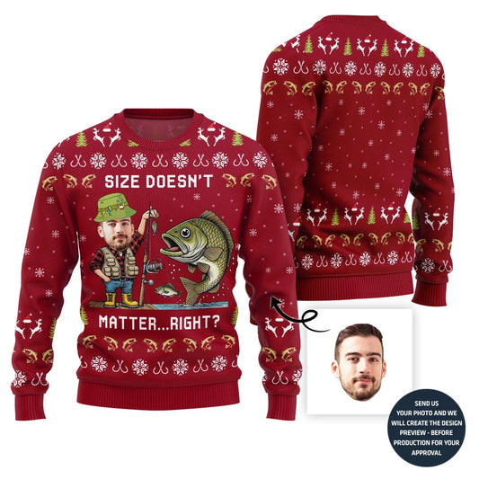 Custom Face Fisherman Funny Ugly Christmas Sweater For Men