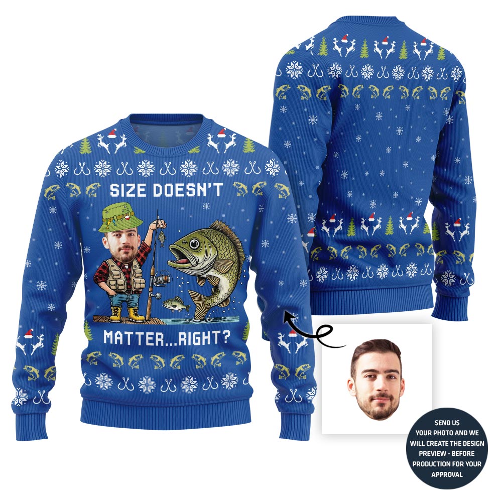 Custom Face Fisherman Funny Ugly Christmas Sweater For Men
