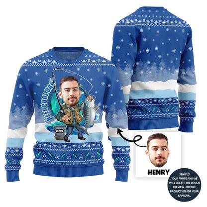 Custom Face Fishing Christmas Sweater With Your Name