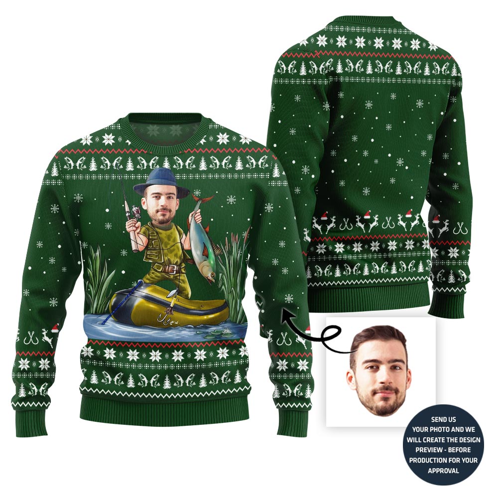 Custom Face Fishing Ugly Sweater