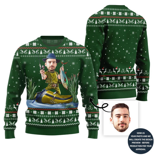 Custom Face Fishing Ugly Sweater