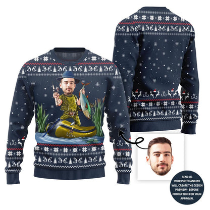 Custom Face Fishing Ugly Sweater